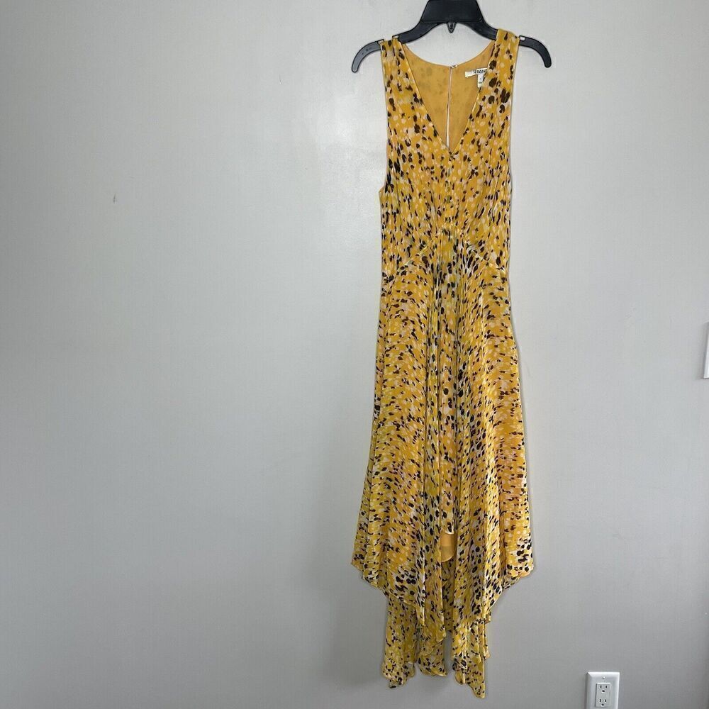 DEREK LAM 10 Crosby Dress Womens 2 Sleeveless Maxi Asymmetric Hem Lined Yellow
